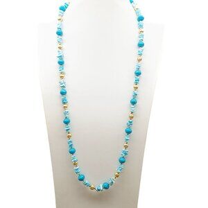 Vintage Turquoise Color & Golden Beaded Necklace